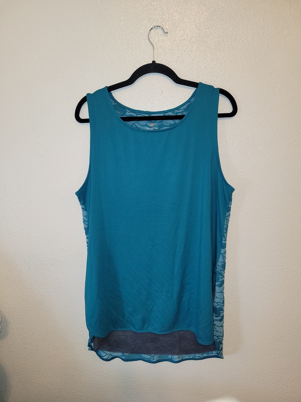 Tangerine Womens Athleisure Teal Burnout Layered Tank Top XL